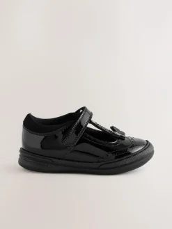 Sale Next Black Patent Leather Butterfly T-Bar School Shoes