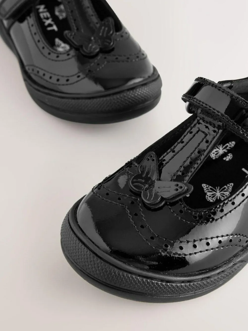 Sale Next Black Patent Leather Butterfly T-Bar School Shoes