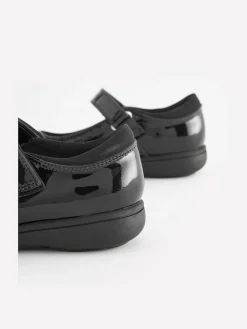 Next Black Patent Narrow Fit (E) School Leather Brogue Detail Mary Jane Shoes^ Shoes