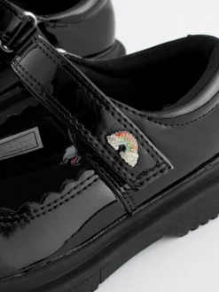 Discount Next Black Patent Rainbow Chunky Mary Jane School Shoes
