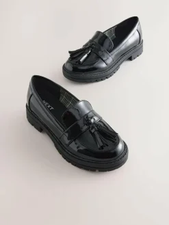Next Black Patent School Chunky Tassel Loafers^ Shoes