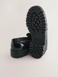 Next Black Patent School Chunky Tassel Loafers^ Shoes