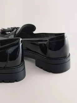 Next Black Patent School Chunky Tassel Loafers^ Shoes