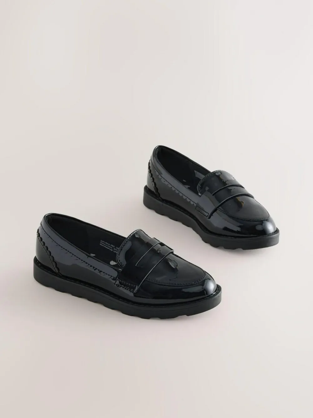 Discount Next Black Patent School Leather Slim Sole Loafers