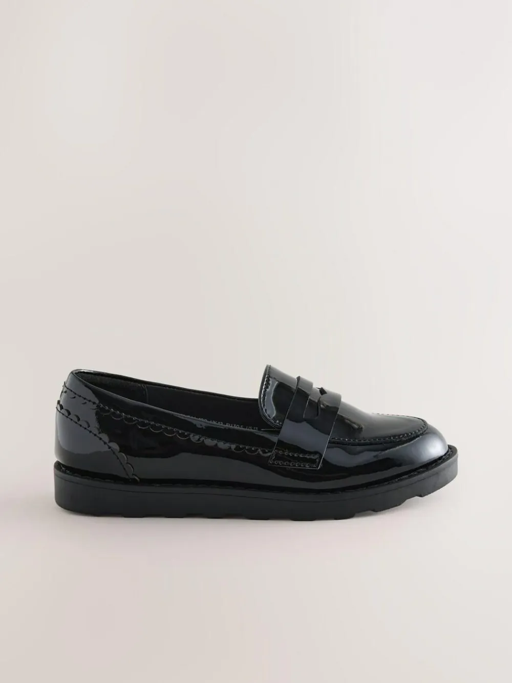 Discount Next Black Patent School Leather Slim Sole Loafers