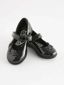 Discount Next Standard Fit (F) School Junior Butterfly Mary Jane Shoes Black Patent