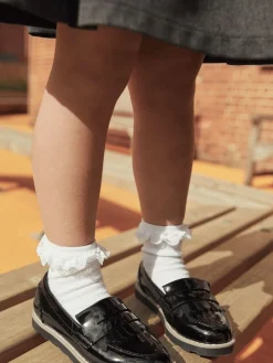 Discount Next Black Patent Standard Fit (F) School Tassel Loafers