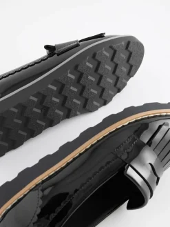 Discount Next Black Patent Standard Fit (F) School Tassel Loafers