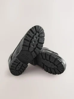 Online Next Standard Fit (F) School Leather Chunky Lace-Up Brogues Black Patent