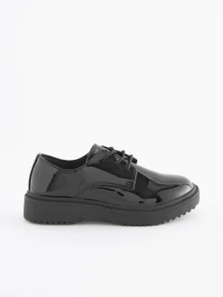Next Black Patent Standard Fit (F) School Chunky Lace-Up Shoes^ Shoes