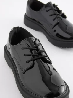 Next Black Patent Standard Fit (F) School Chunky Lace-Up Shoes^ Shoes