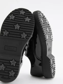 Next Black Patent Standard Fit (F) School Chunky Lace-Up Shoes^ Shoes