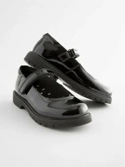 Next Black Patent Standard Fit (F) School Leather Chunky Mary Jane Shoes^ Shoes