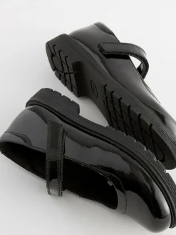 Next Black Patent Standard Fit (F) School Leather Chunky Mary Jane Shoes^ Shoes
