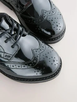 Best Next Standard Fit (F) Smart Leather Brogue Shoes Black Patent