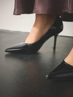 Clearance Next Standard/Wide Fit Forever Comfort® Point Toe Court Heels Black Patent