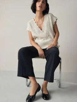 Next Black Patent Standard/Wide Fit Round Toe Ballerina Shoes