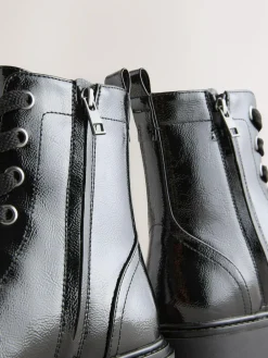 Best Next Standard/Wide Fit Forever Comfort® Lace-Up Boots Black Patent