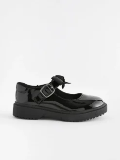 Outlet Next Wide Fit (G) Bow Chunky Mary Jane School Shoes Black Patent
