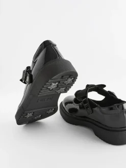 Outlet Next Wide Fit (G) Bow Chunky Mary Jane School Shoes Black Patent