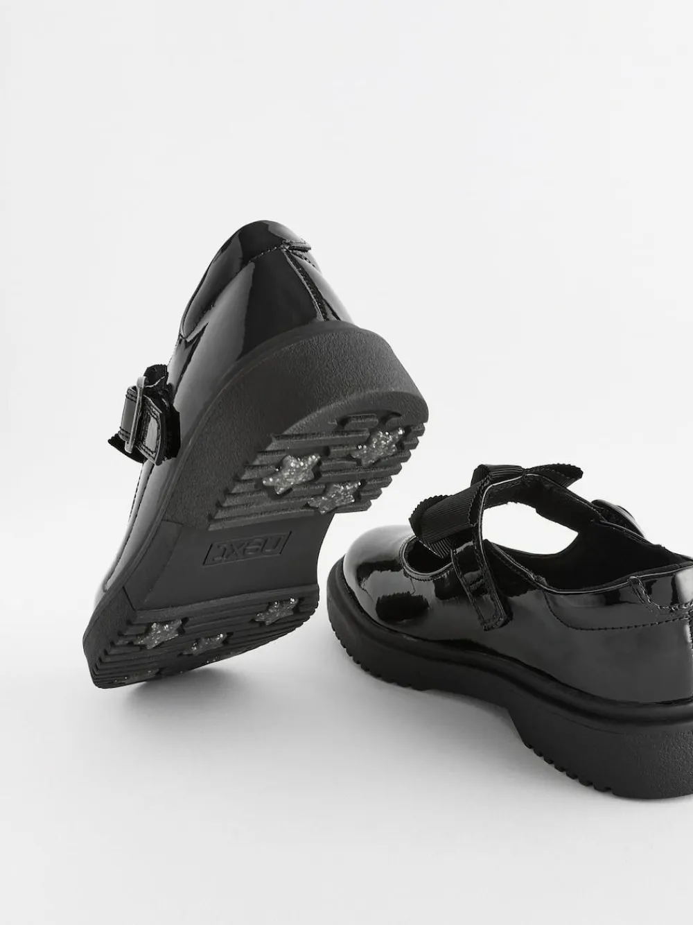 Outlet Next Wide Fit (G) Bow Chunky Mary Jane School Shoes Black Patent
