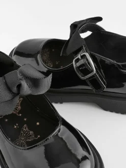 Outlet Next Wide Fit (G) Bow Chunky Mary Jane School Shoes Black Patent