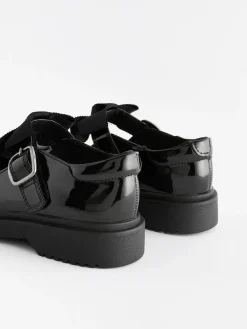 Outlet Next Wide Fit (G) Bow Chunky Mary Jane School Shoes Black Patent