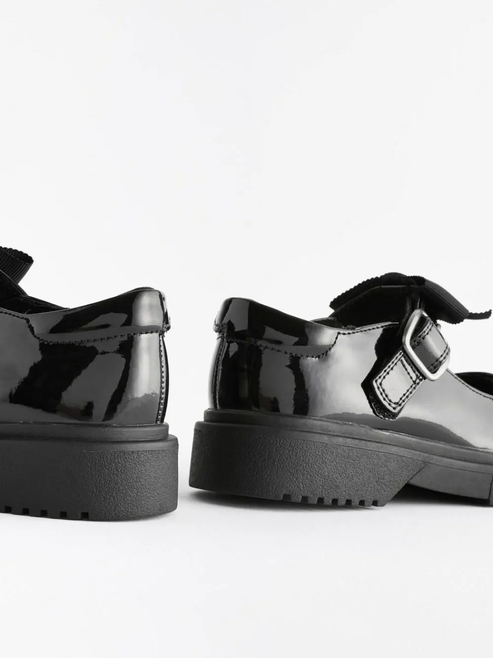 Outlet Next Wide Fit (G) Bow Chunky Mary Jane School Shoes Black Patent