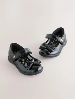 Next Black Patent Wide Fit (G) Bow Mary Jane School Shoes^ Shoes
