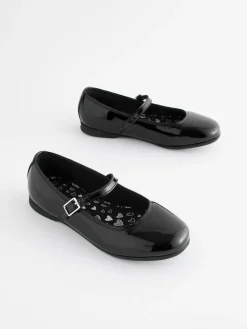 Next Wide Fit (G) Leather Mary Jane School Shoes Black Patent
