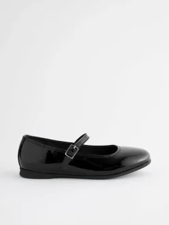 Next Wide Fit (G) Leather Mary Jane School Shoes Black Patent