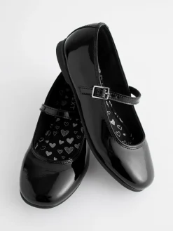 Next Wide Fit (G) Leather Mary Jane School Shoes Black Patent
