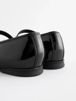 Next Wide Fit (G) Leather Mary Jane School Shoes Black Patent