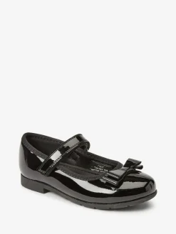 Discount Next Black Patent Wide Fit (G) School Leather Bow Mary Jane Shoes