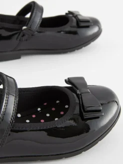 Discount Next Black Patent Wide Fit (G) School Leather Bow Mary Jane Shoes