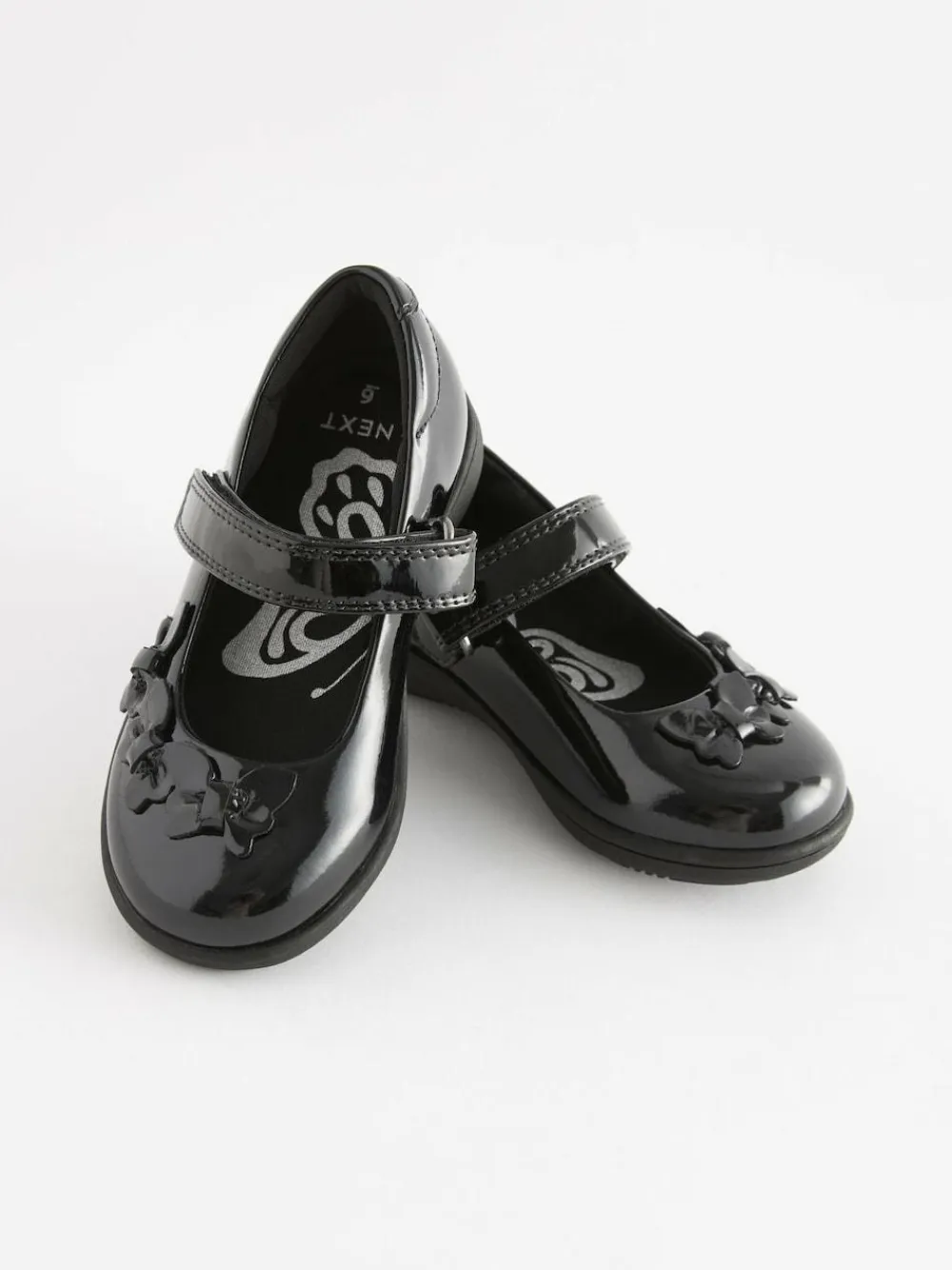 Next Wide Fit (G) School Junior Butterfly Mary Jane Shoes Black Patent