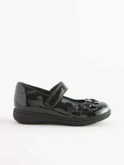 Next Wide Fit (G) School Junior Butterfly Mary Jane Shoes Black Patent