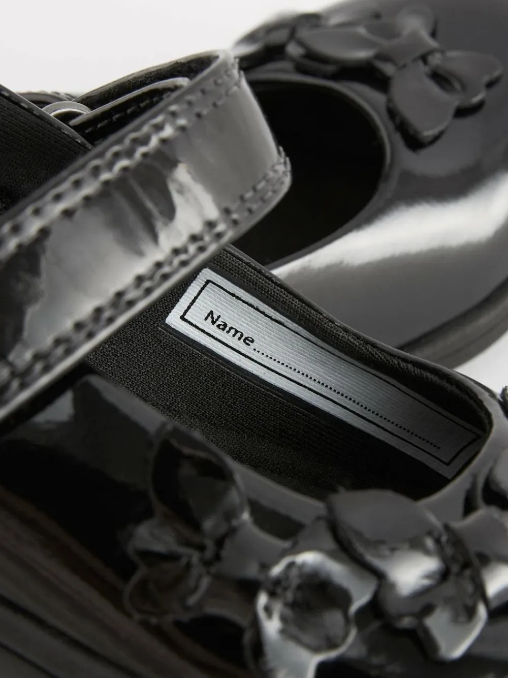 Next Wide Fit (G) School Junior Butterfly Mary Jane Shoes Black Patent