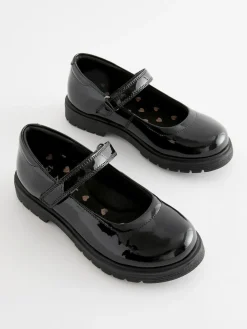 Next Black Patent Wide Fit (G) School Leather Chunky Mary Jane Shoes^ Shoes