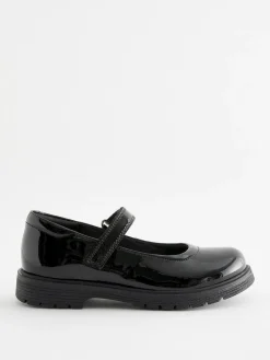 Next Black Patent Wide Fit (G) School Leather Chunky Mary Jane Shoes^ Shoes