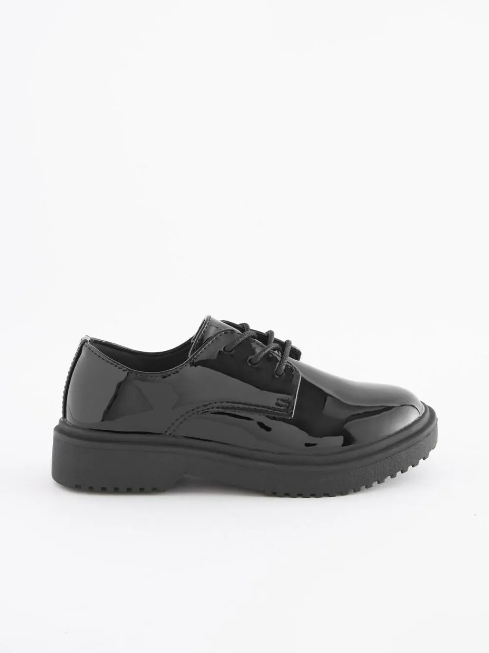 Next Black Patent Wide Fit (G) School Chunky Lace-Up Shoes^ Shoes