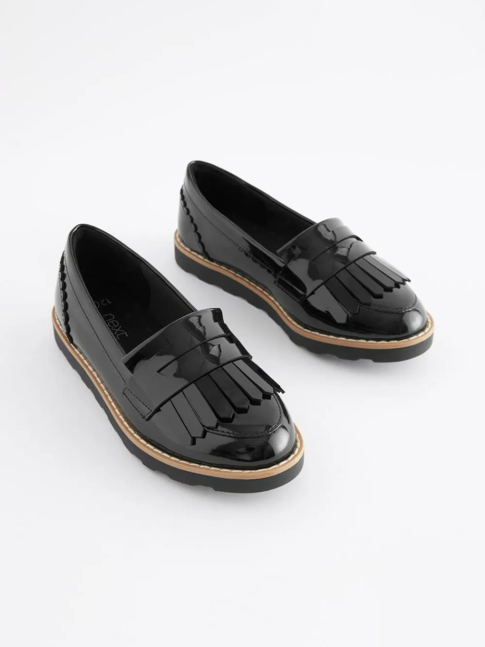 Discount Next Black Patent Wide Fit (G) School Tassel Loafers
