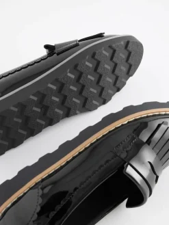 Discount Next Black Patent Wide Fit (G) School Tassel Loafers