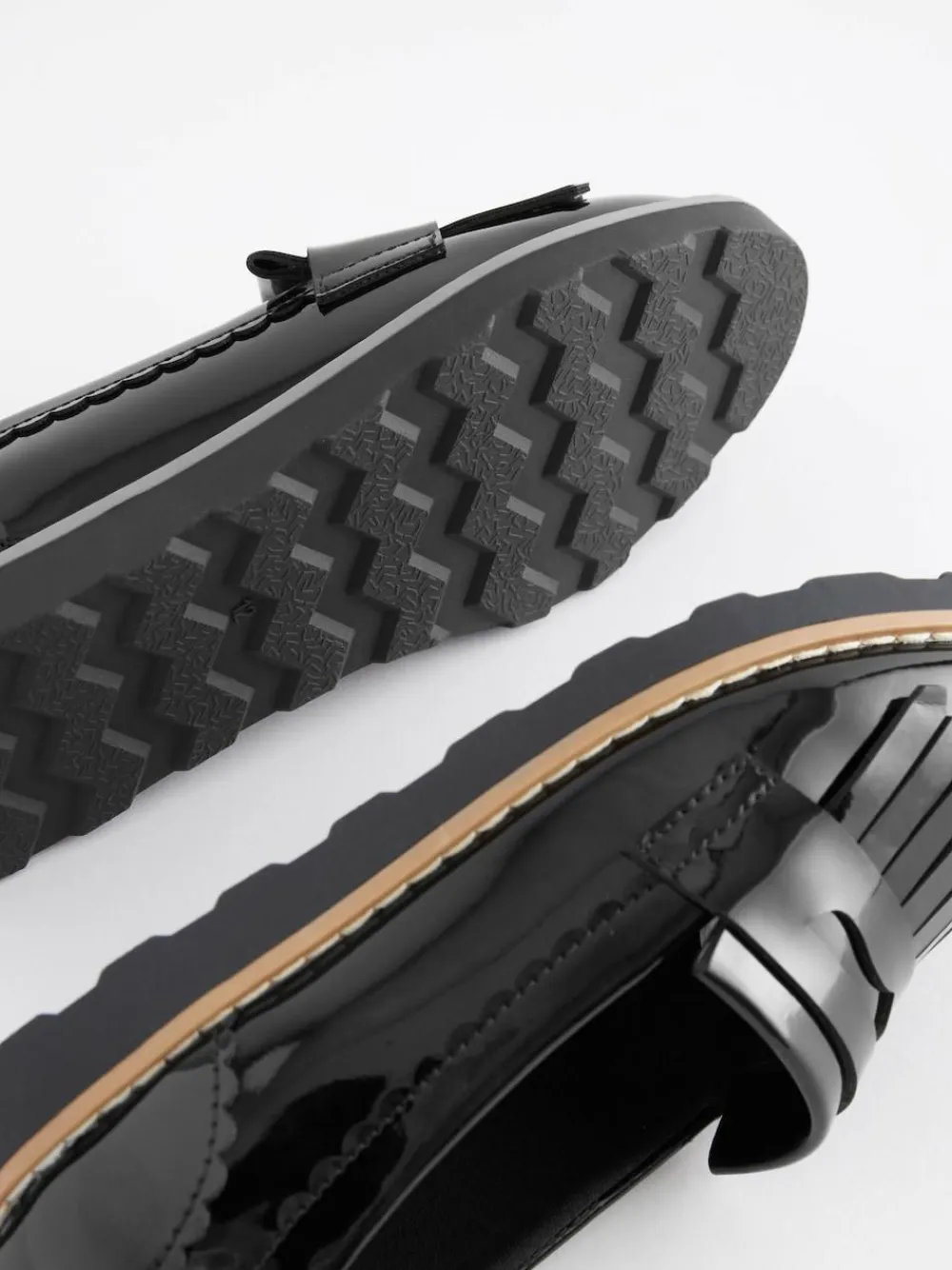 Discount Next Black Patent Wide Fit (G) School Tassel Loafers