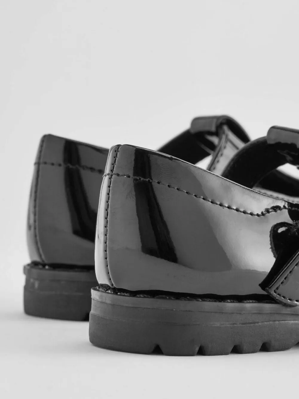 Best Next Wide Fit (G) School Junior Bow T-Bar Shoes Black Patent