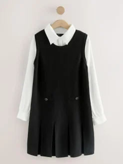 Discount Next Black Pinafore Layered Knitted Dress