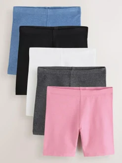 Online Next 5 Pack Cycle Shorts (3-16yrs) Black/ Pink/ Blue/ White/ Grey