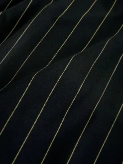 Online Next Waisted Wide Leg Trousers Black Pinstripe