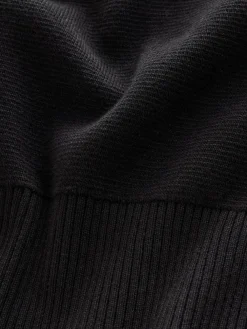 Next Black Plain N.Premium Regular Fit 100% Cotton Premium Quarter Zip Jumper^ Nightwear|Knitwear