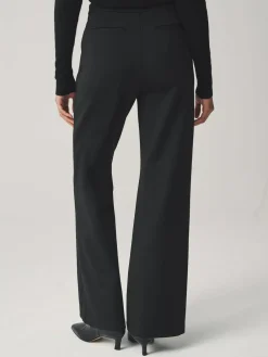 New Next Ponte Wide Leg Trousers With Gold Button Detailing Black